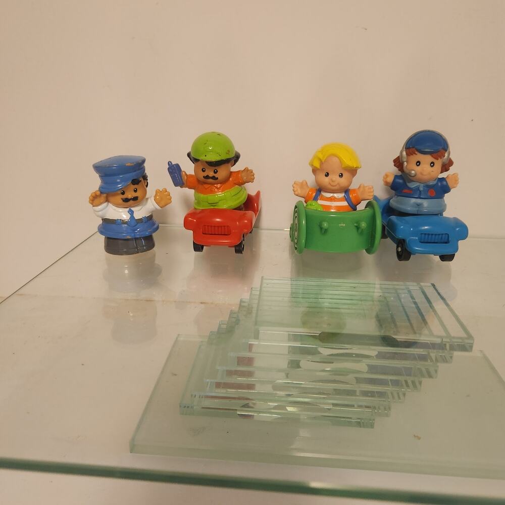Vintage Lot Little People Fisher Price Lot of 4 With 3 Cars
